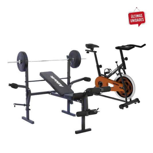 Bicicleta estática Athletic 400BS + Banco de pesas plegable ATHLETIC