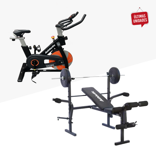 Bicicleta Athletic Spinning 550BS+ Banco de pesas plegable ATHLETIC