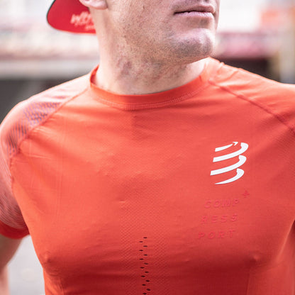 Camiseta Compressport Racing SS Hombre - Blood Orange
