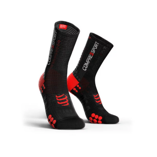 Medias Ciclismo Compressport Negro/Rojo