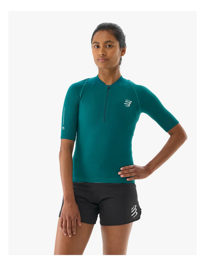 Camiseta Compressport Trail Racing Postural SS Top Mujer - Storm Sugar