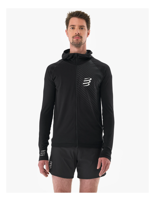 3D Thermo Seamless Hoodie Zip BLACK