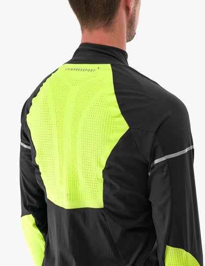 Chaqueta Compressport Hurricane Windproof - Flash Black Fluo Yellow S