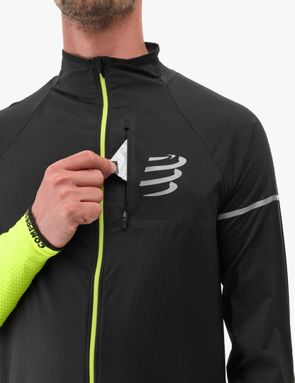 Chaqueta Compressport Hurricane Windproof - Flash Black Fluo Yellow S