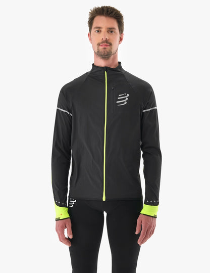 Chaqueta Compressport Hurricane Windproof - Flash Black Fluo Yellow S
