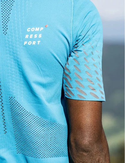 Camiseta Compressport Racing SS Hombre - Mosaic Blue Magnet M