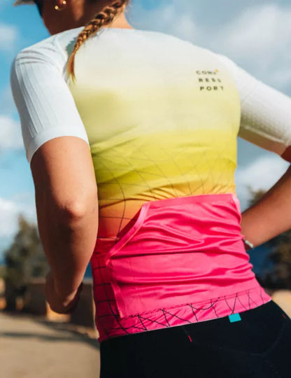 Camiseta Compressport Tri Postural Aero - Yellow Neo Pink