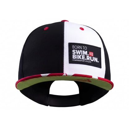 Gorra Compressport Flat Cap Swim Bike Run - Red Black