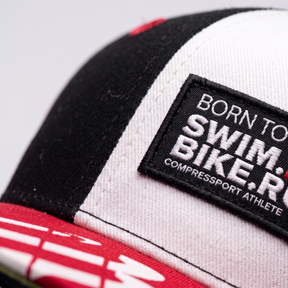 Gorra Compressport Flat Cap Swim Bike Run - Red Black