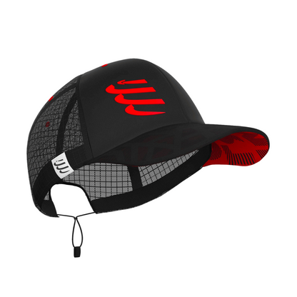 Gorra Deportiva Compressport Racing Trucker - Negro Rojo