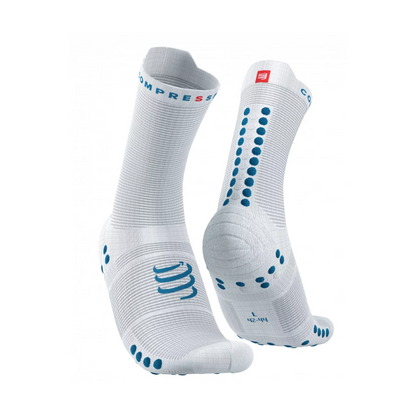 Pro Racing Socks v4.0 Run High WHITE/FJORD BLUE 95% Polyamide, 5% Elastane