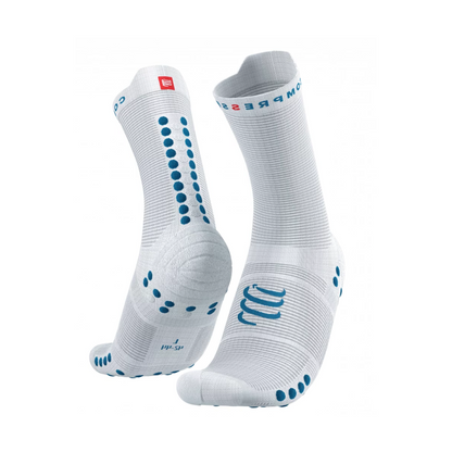 Pro Racing Socks v4.0 Run High WHITE/FJORD BLUE 95% Polyamide, 5% Elastane
