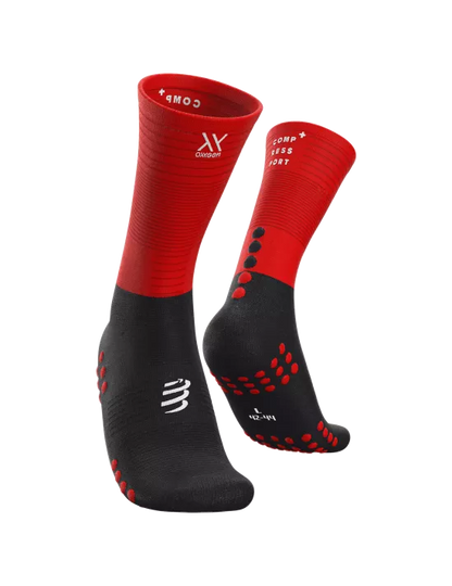 Medias Compressport Mid Compression Socks Run - Black Red