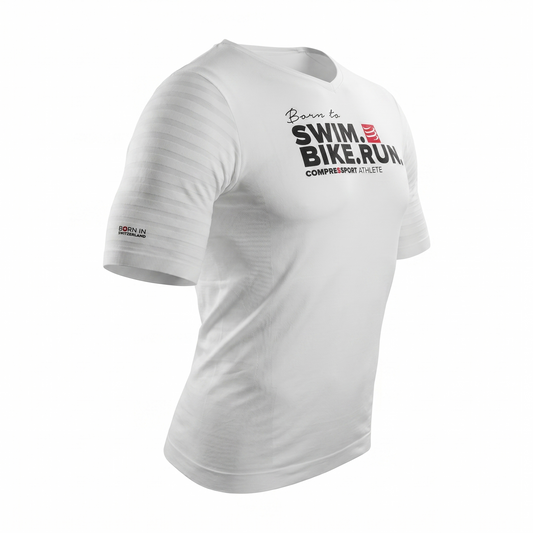 Training Tshirt Swim Bike Run White