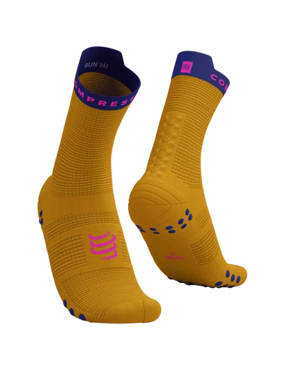 Medias Compressport Pro Racing Socks V4.0 Run High - Saffron Dazz Blue