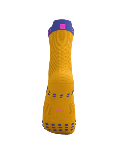 Medias Compressport Pro Racing Socks V4.0 Run High - Saffron Dazz Blue